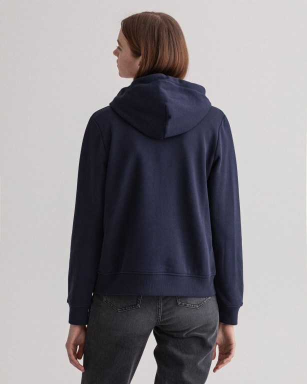 Gant Archive Shield Full-Zip Women's Hoodies Blue | 50kR9sOEZIN