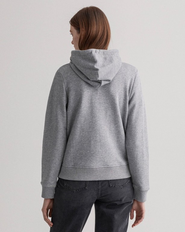 Gant Archive Shield Full-Zip Women's Hoodies Grey | jTL5nCFOMqz