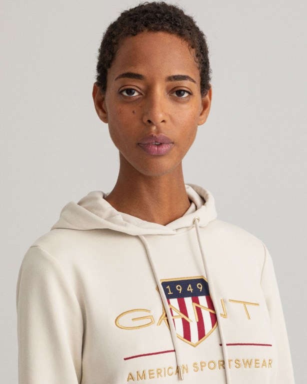 Gant Archive Shield Hoodie Women's Dresses White | fJlPXEM4eK7