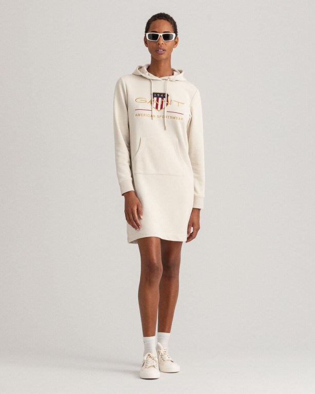 Gant Archive Shield Hoodie Women's Dresses White | fJlPXEM4eK7