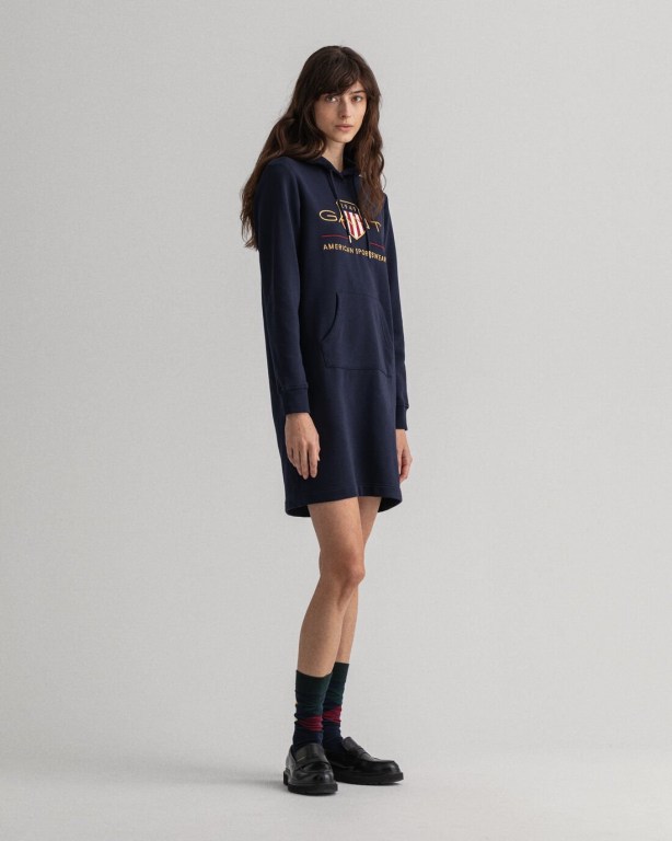 Gant Archive Shield Hoodie Women's Dresses Blue | wieSv4pGpBq