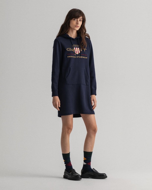 Gant Archive Shield Hoodie Women's Dresses Blue | wieSv4pGpBq