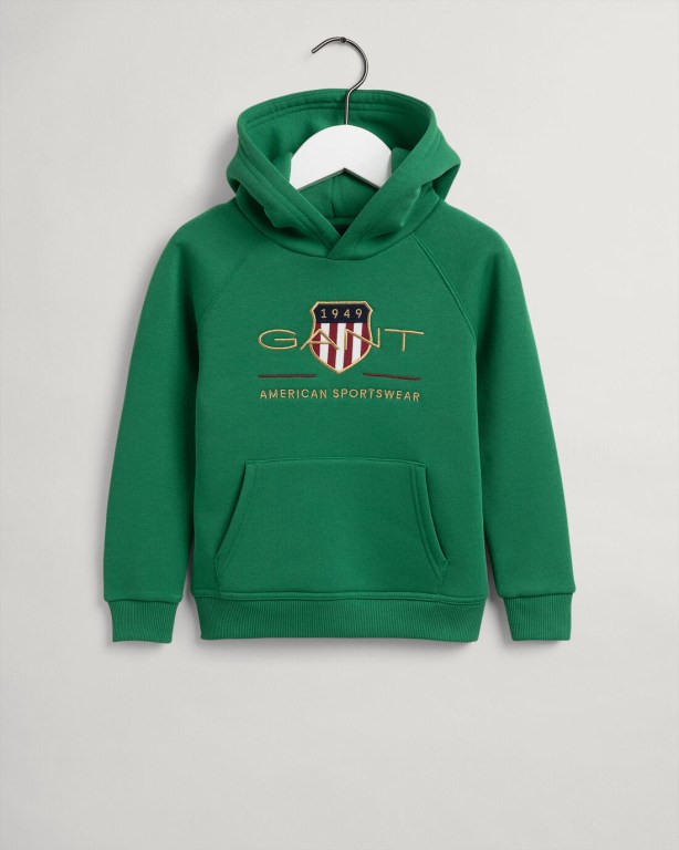 Gant Archive Shield Kids\' Hoodies Green | aMHWfXrHs4i