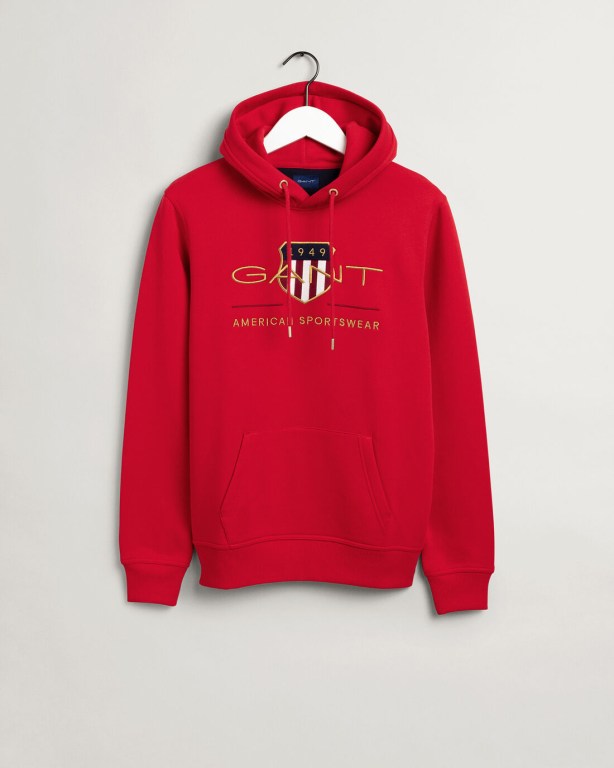 Gant Archive Shield Men's Hoodies Light Red | bXuXaIsualC