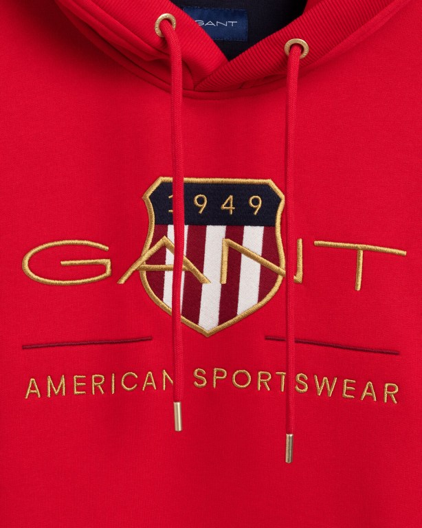 Gant Archive Shield Men's Hoodies Light Red | bXuXaIsualC