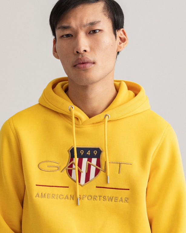 Gant Archive Shield Men's Hoodies Yellow | FwZjfdWm69v