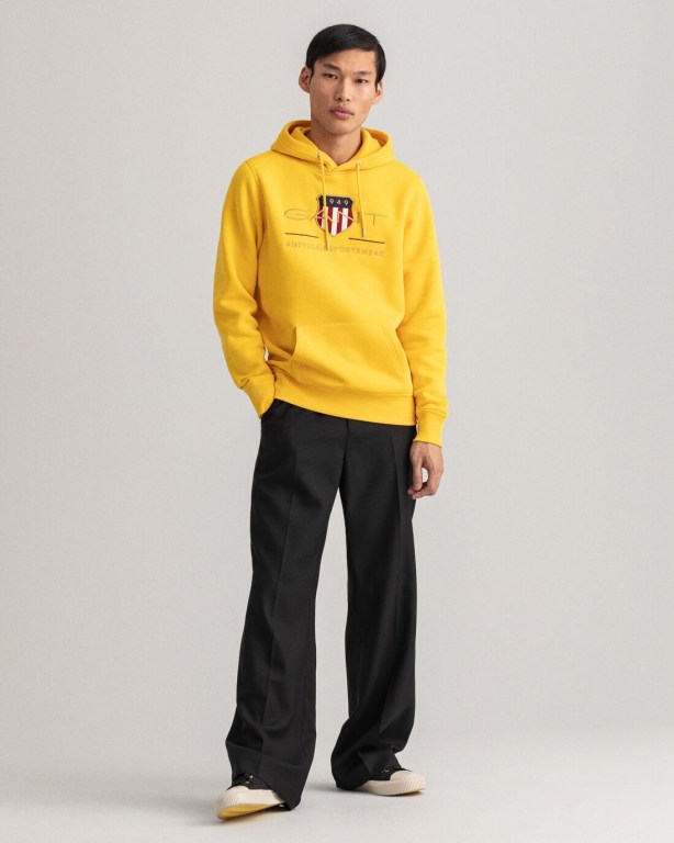 Gant Archive Shield Men's Hoodies Yellow | FwZjfdWm69v