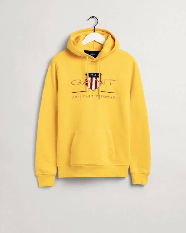 Gant Archive Shield Men's Hoodies Yellow | FwZjfdWm69v