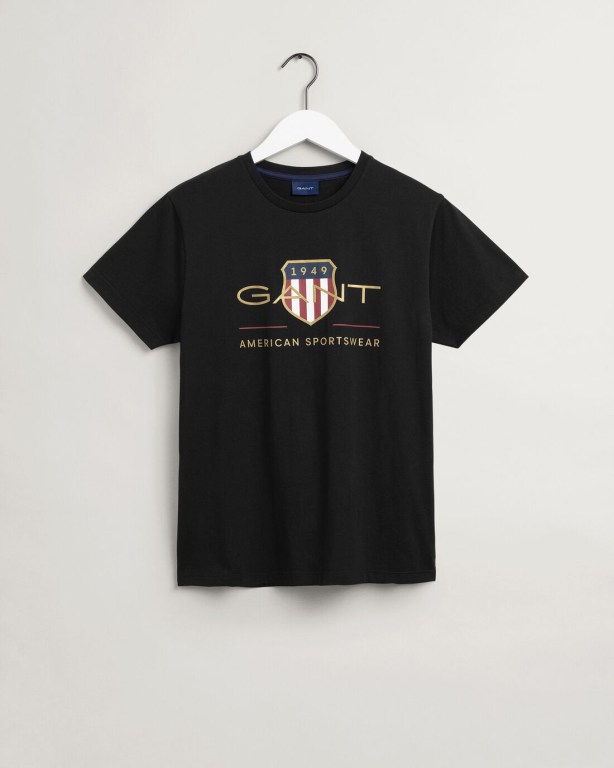 Gant Archive Shield Men's T-shirts Black | tCbDRZUwVbH