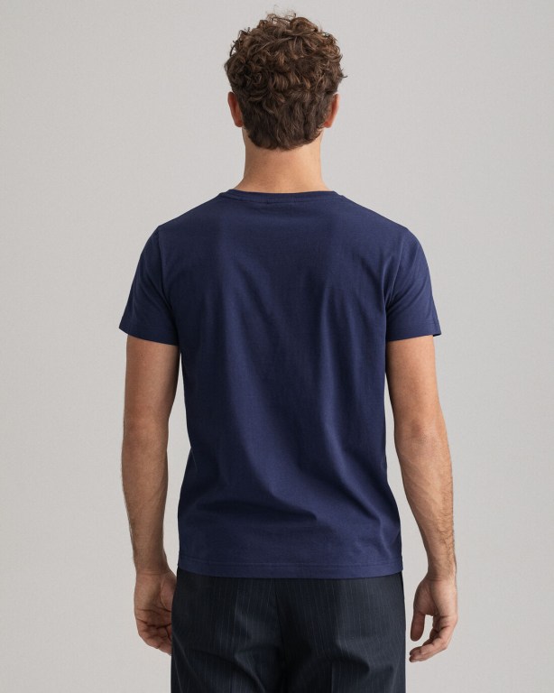 Gant Archive Shield Men's T-shirts Blue | teCJW312L7X