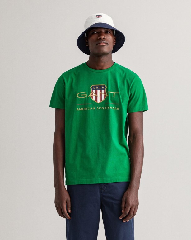 Gant Archive Shield Men\'s T-shirts Green | Gyc3gR3q1i0