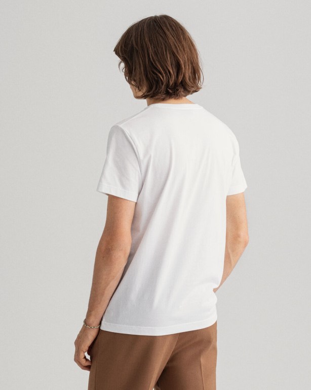 Gant Archive Shield Men's T-shirts White | wwtOCWVJLjT