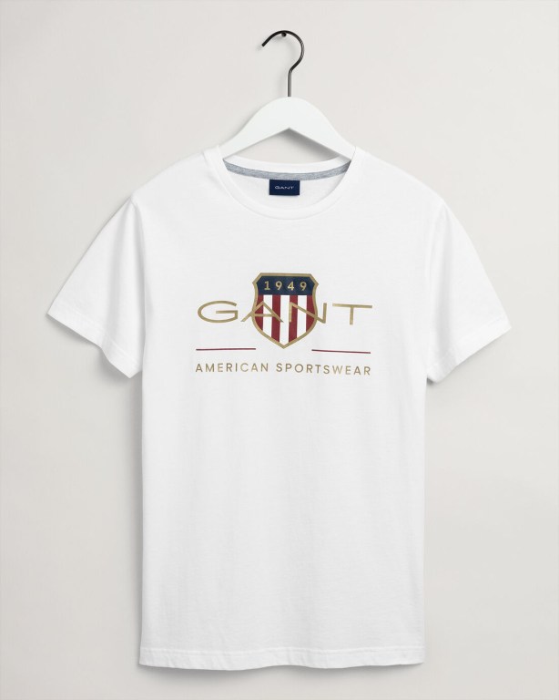 Gant Archive Shield Men's T-shirts White | wwtOCWVJLjT