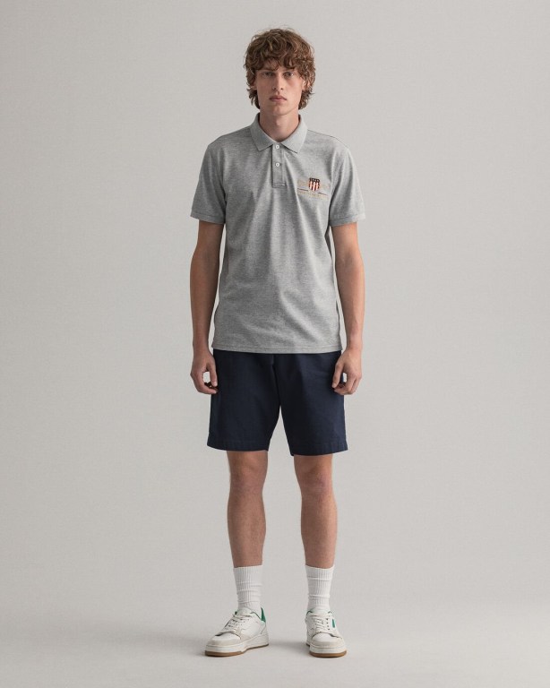 Gant Archive Shield Piqué Men's Polo Shirts Grey | JNckxzpKX2U