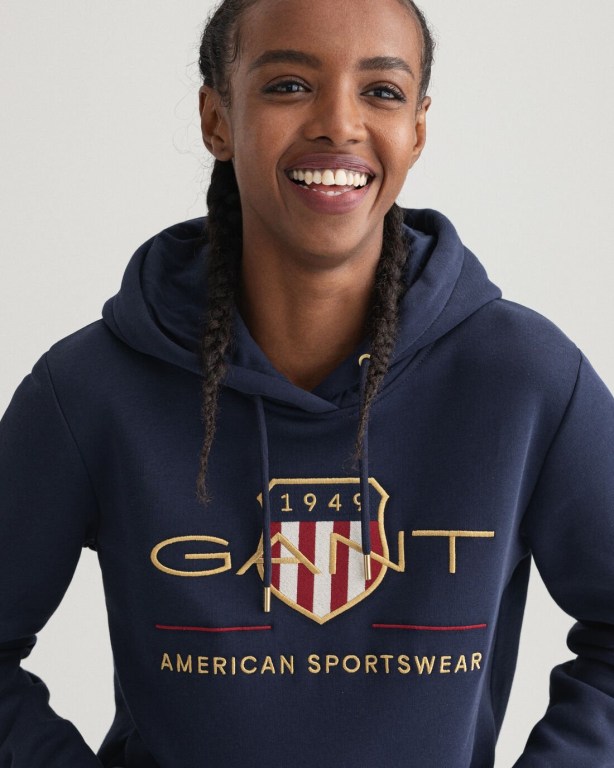 Gant Archive Shield Women's Hoodies Blue | 4uYt7Fnuqxu