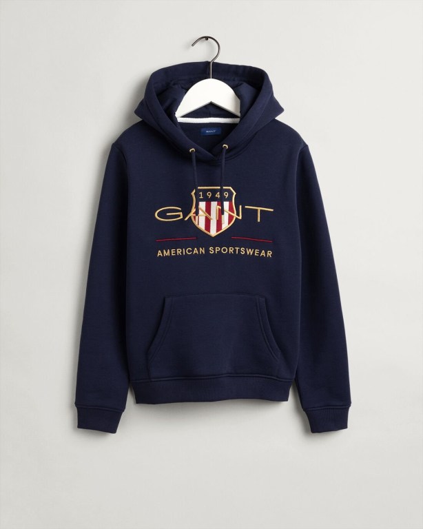 Gant Archive Shield Women's Hoodies Blue | 4uYt7Fnuqxu