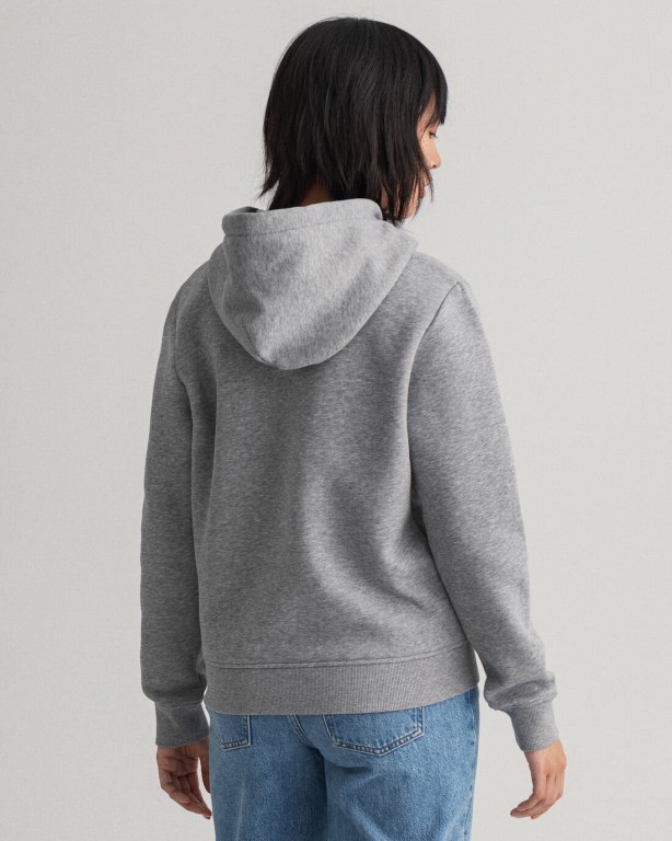 Gant Archive Shield Women's Hoodies Grey | Q5TwBuVRU6f