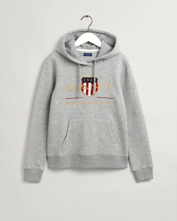 Gant Archive Shield Women's Hoodies Grey | Q5TwBuVRU6f