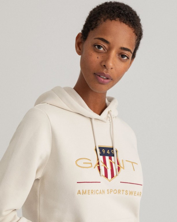 Gant Archive Shield Women's Hoodies White | 3Gfqe6udCnY