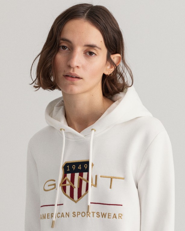 Gant Archive Shield Women's Hoodies White | Rq84M5nULRJ