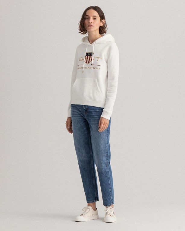 Gant Archive Shield Women's Hoodies White | Rq84M5nULRJ