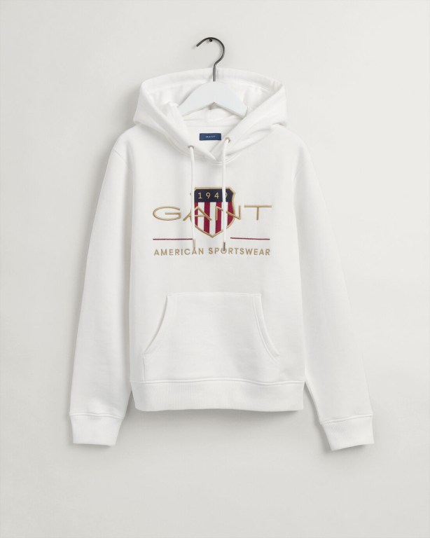 Gant Archive Shield Women's Hoodies White | Rq84M5nULRJ