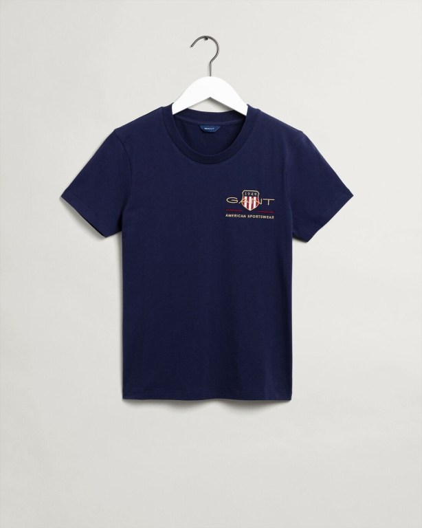 Gant Archive Shield Women's T-shirts Blue | vnU4uOAquqW