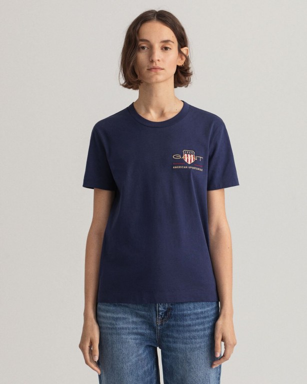 Gant Archive Shield Women\'s T-shirts Blue | vnU4uOAquqW