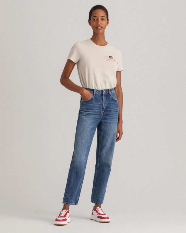 Gant Archive Shield Women's T-shirts White | DpXSIqOBCkP