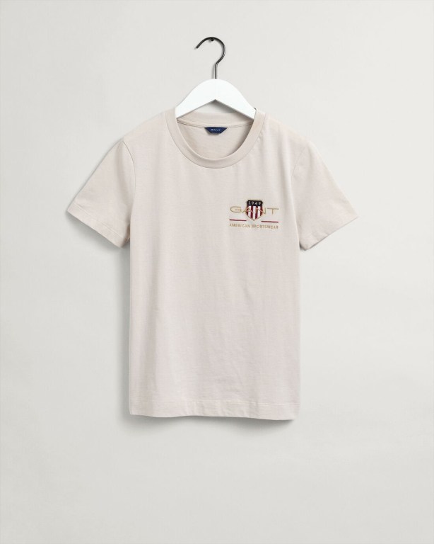 Gant Archive Shield Women's T-shirts White | DpXSIqOBCkP