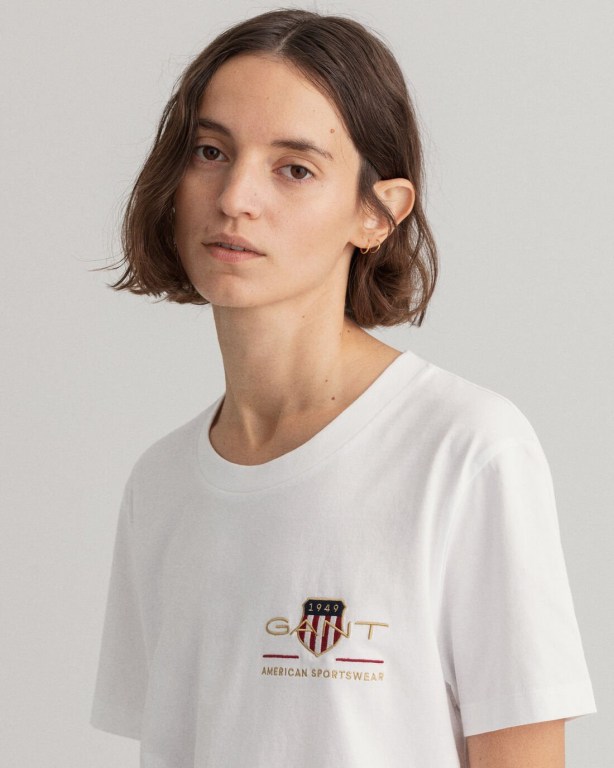 Gant Archive Shield Women's T-shirts White | Md6Cn98CzGL