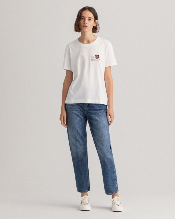 Gant Archive Shield Women's T-shirts White | Md6Cn98CzGL