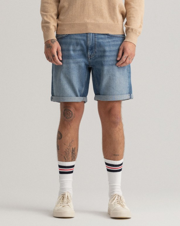 Gant Arley Regular Fit Jean Men's Shorts Blue | dsp6NUOQqwE