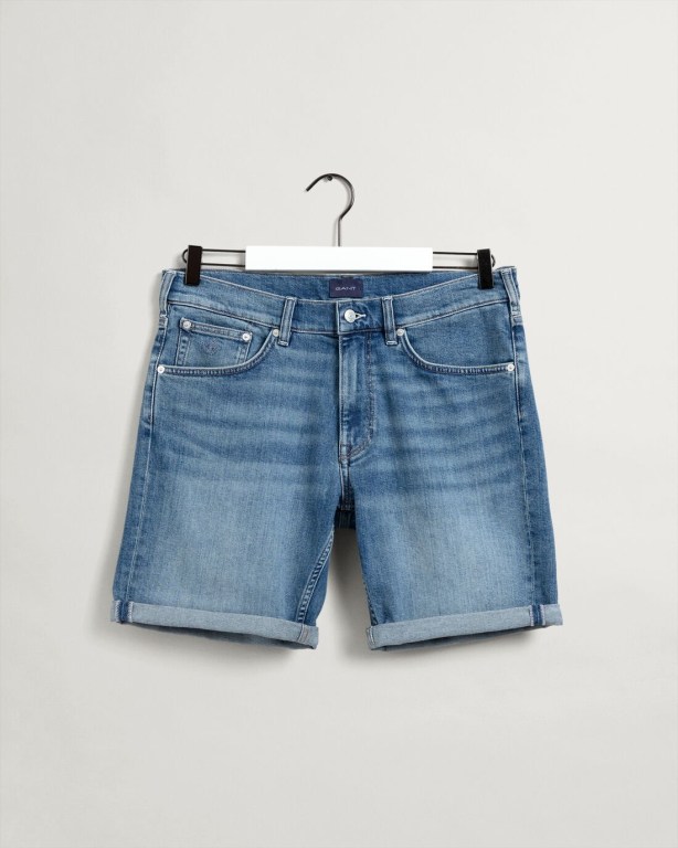 Gant Arley Regular Fit Jean Men's Shorts Blue | dsp6NUOQqwE