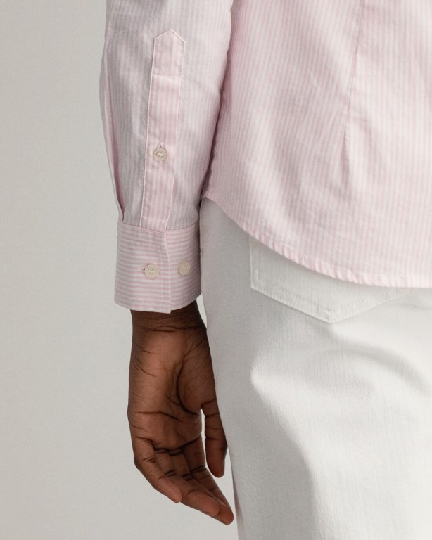 Gant Banker Stripe Stretch Oxford Women's Shirts Light Pink | m2zzgmpVFIF