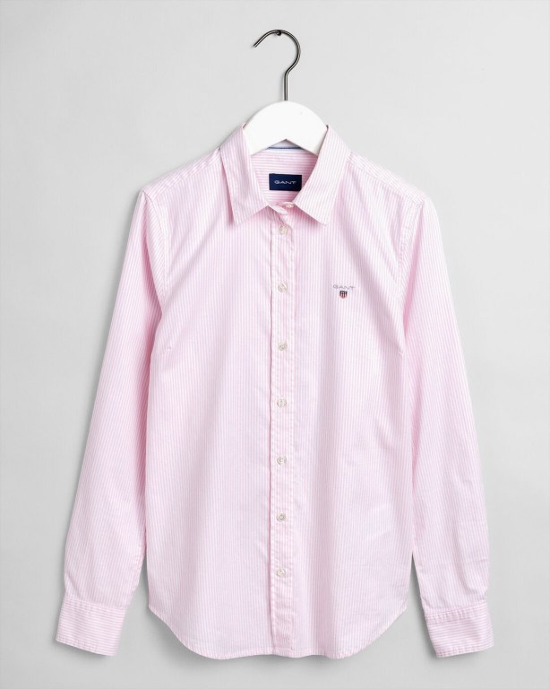 Gant Banker Stripe Stretch Oxford Women's Shirts Light Pink | m2zzgmpVFIF