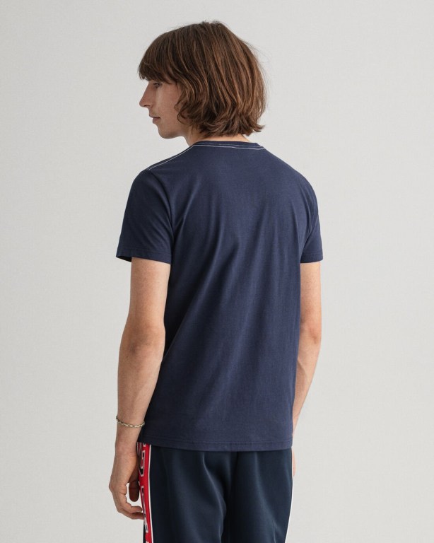 Gant Banner Shield Graphic Men's T-shirts Blue | CtjRokhxHlE