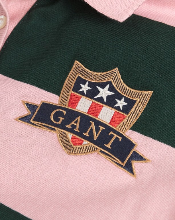 Gant Banner Shield Long Sleeve Piqué Women's Rugby Shirts Rose | KQKVnzfng52