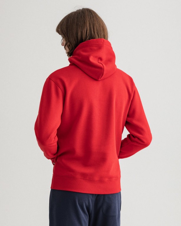 Gant Banner Shield Men's Hoodies Red | KKDpnymqXZz