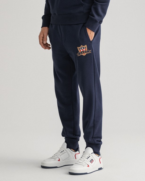 Gant Banner Shield Men's Sweatpants Blue | vP41xqn9Anh