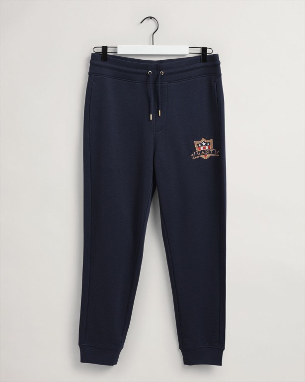 Gant Banner Shield Men's Sweatpants Blue | vP41xqn9Anh