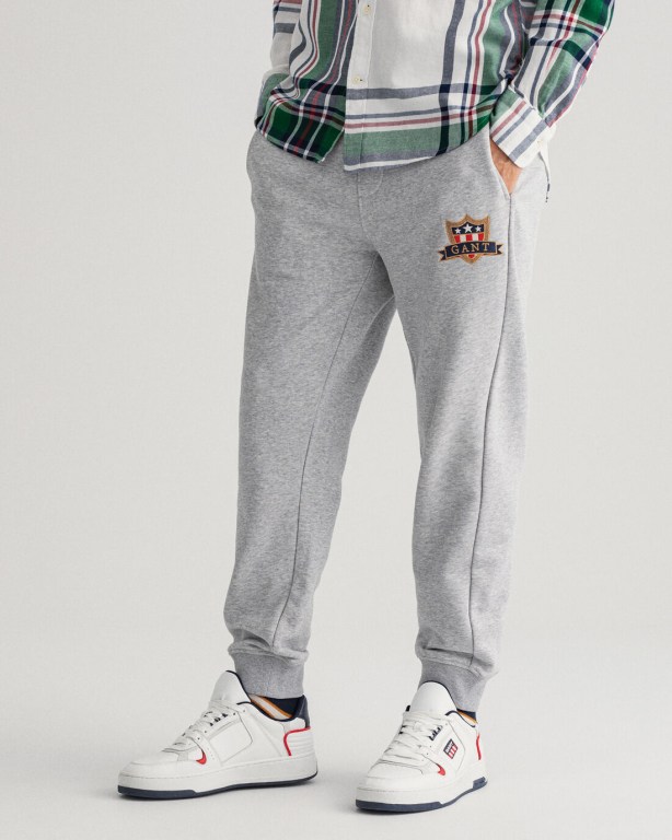 Gant Banner Shield Men's Sweatpants Grey | WxOKIW9fqdc