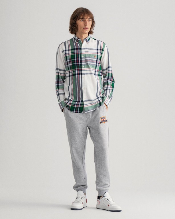 Gant Banner Shield Men's Sweatpants Grey | WxOKIW9fqdc