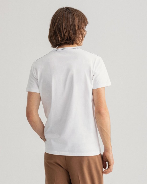 Gant Banner Shield Men's T-shirts White | gNVwhfygPEJ