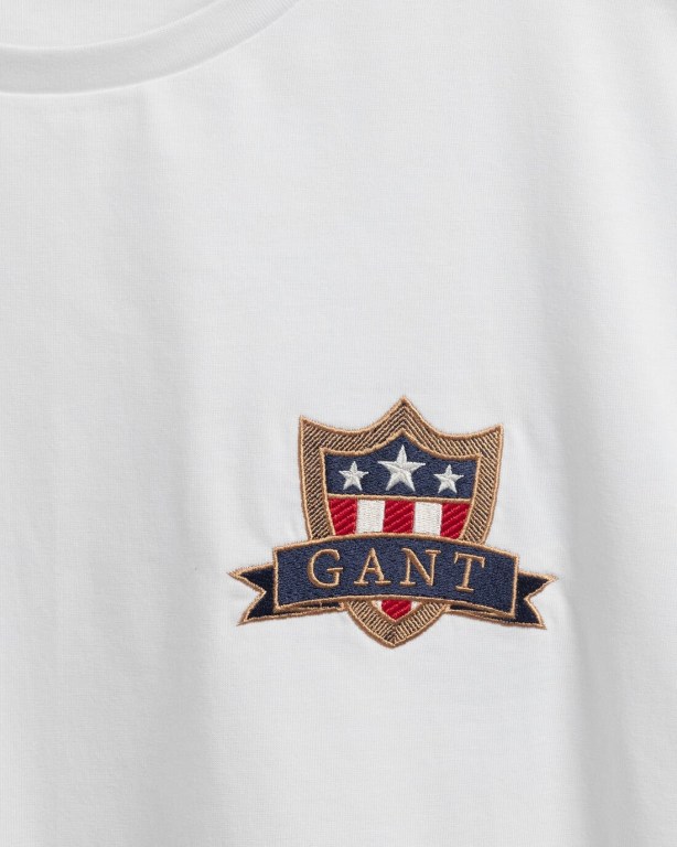 Gant Banner Shield Men's T-shirts White | gNVwhfygPEJ