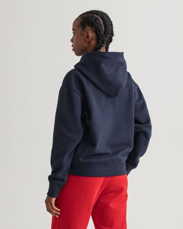 Gant Banner Shield Women's Hoodies Blue | LjfcP5ldxxO