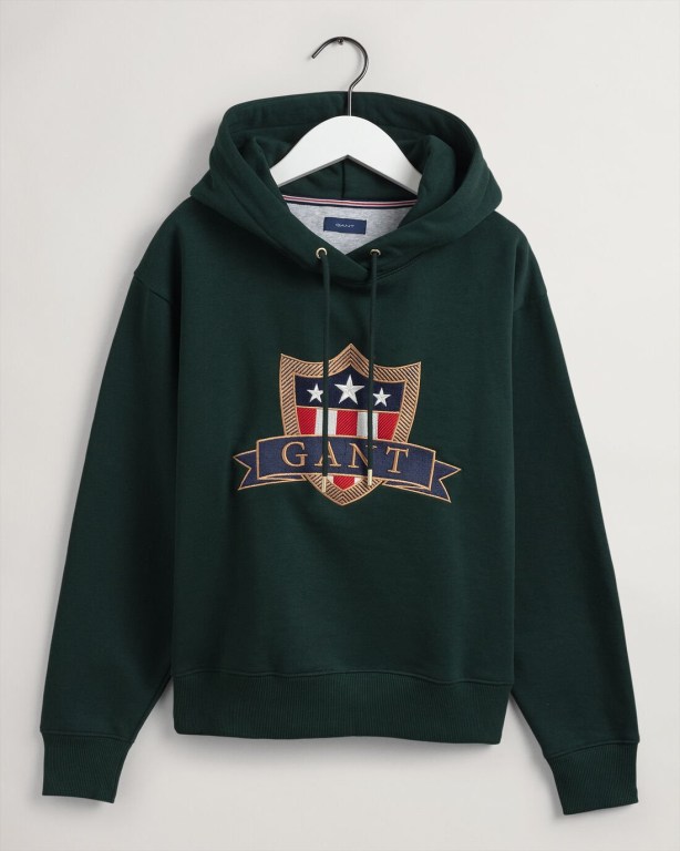 Gant Banner Shield Women's Hoodies Brown Green | 9JWtaHsmybx