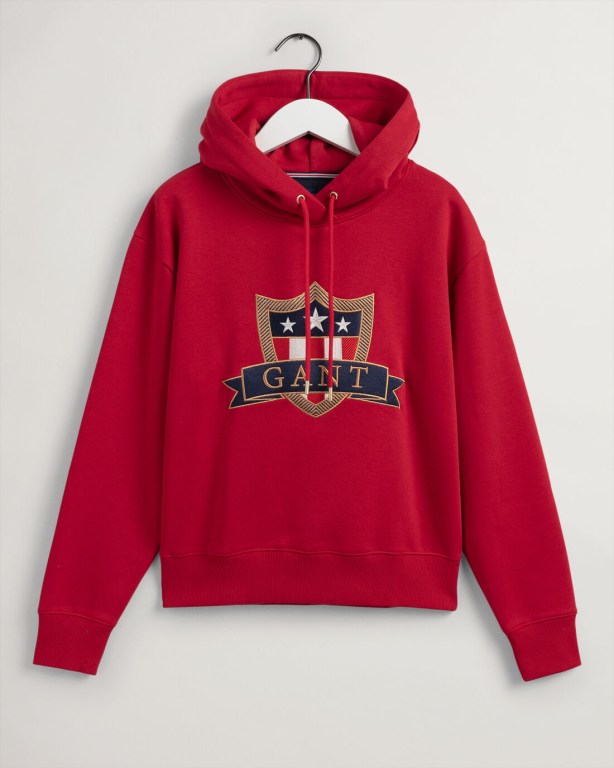 Gant Banner Shield Women's Hoodies Red | iCetAk8gGc2