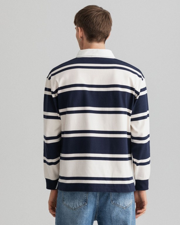 Gant Barstripe Heavy Men's Rugby Shirts Blue | cOHYtnVvAvb