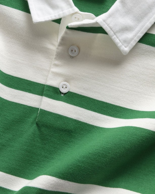 Gant Barstripe Heavy Men's Rugby Shirts Green | lqWtIbbZ6WG